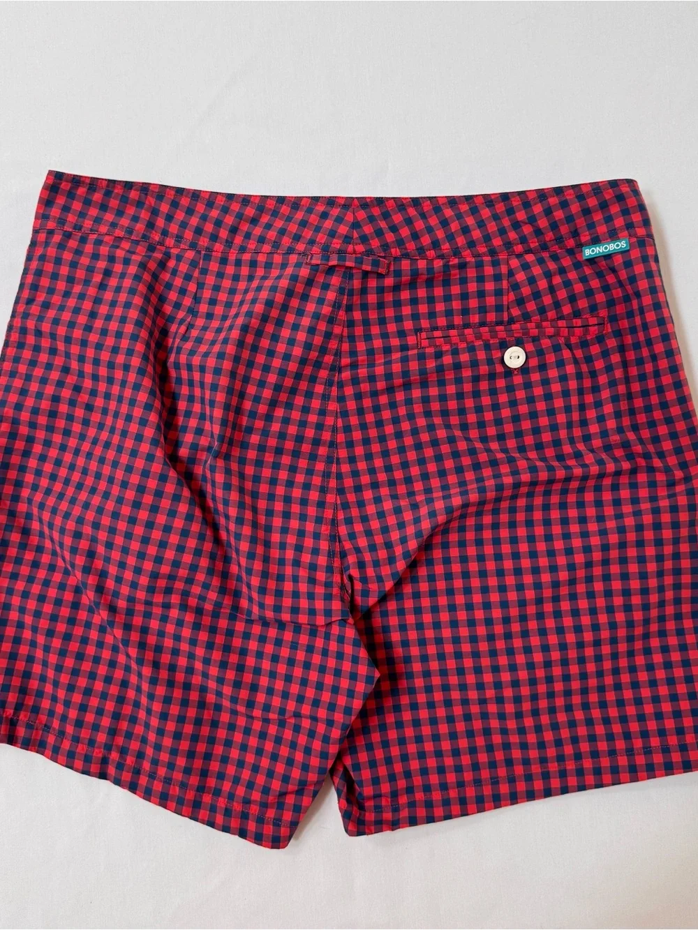 BONOBOS Swim Red Blue Gingham Lined 32 x 6.5